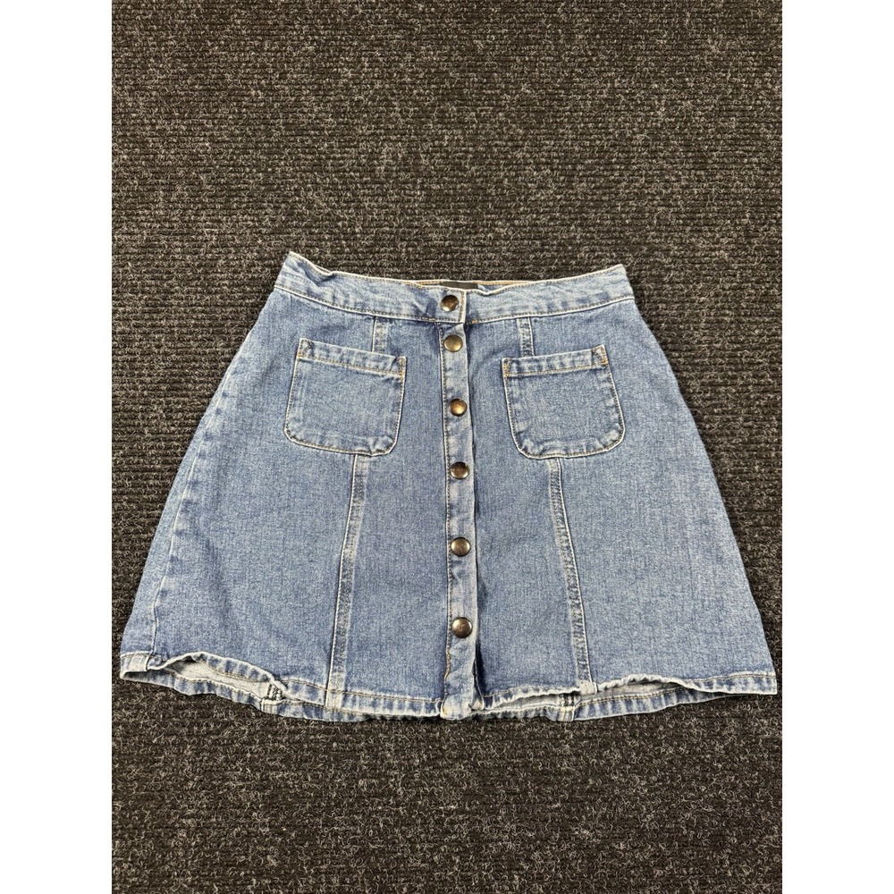BDG Urban Outfitters Womens S Denim Mini Skirt Button Front A-Line Y2K Blue